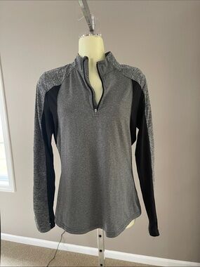 Jockey Women's Grey & Black Quarter-Zip Performance Top EUC